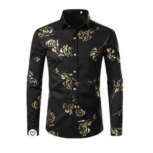 ZEROYAA Mens Hipster Gold Rose printed NWOT
